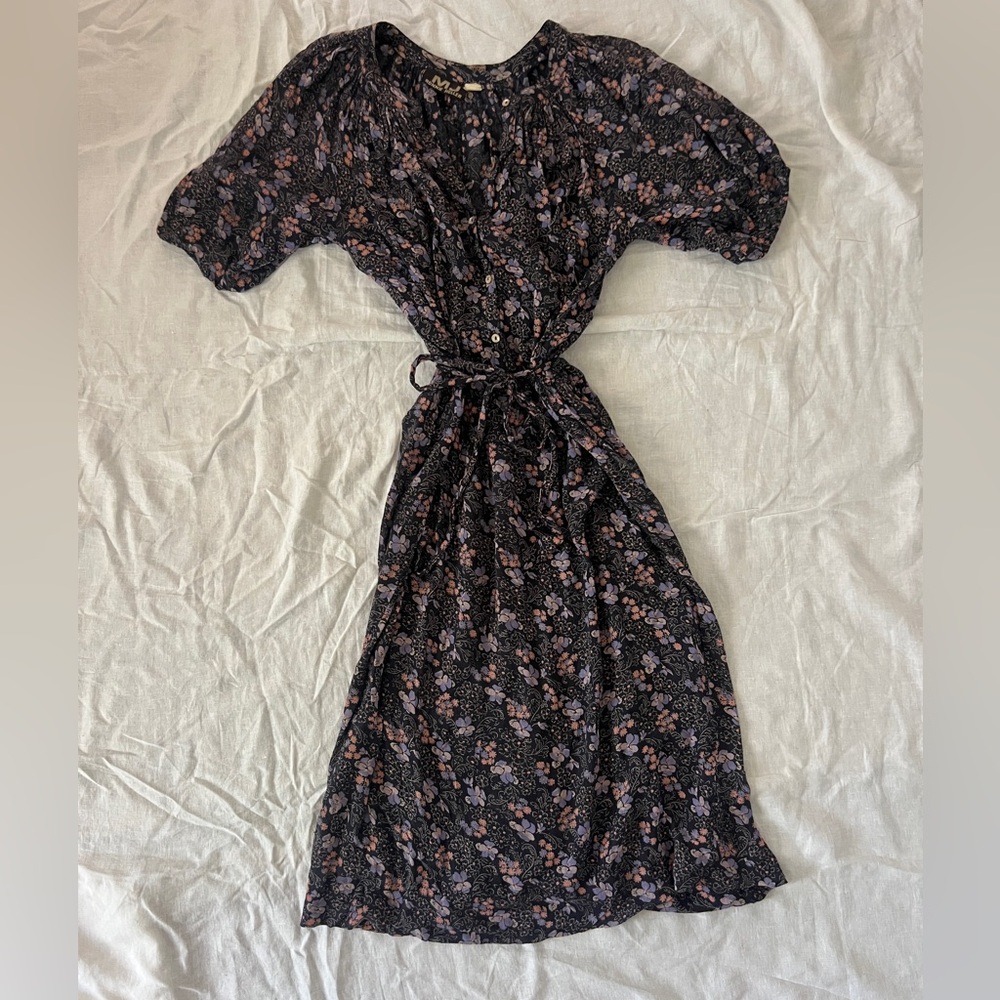 Vintage Doen-esque Floral Black Dress